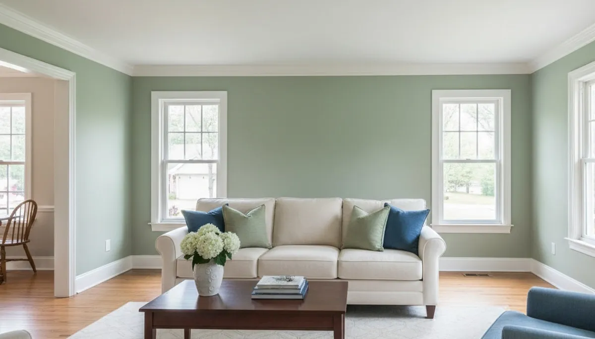 Freshly painted living room with smooth walls and bright colors by expert painters in Evansville, IN