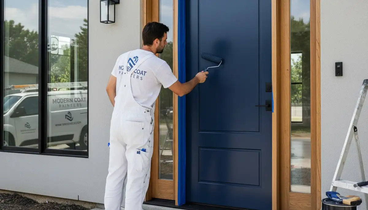 Professional door painting service by house painters in Evansville, IN enhancing home curb appeal
