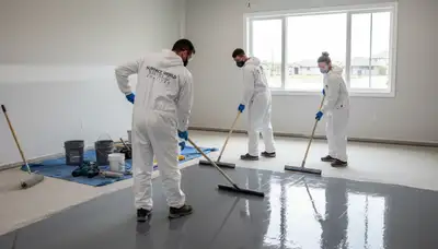 Epoxy floor coating in Evansville, IN garage by local house painters for durable, glossy finish
