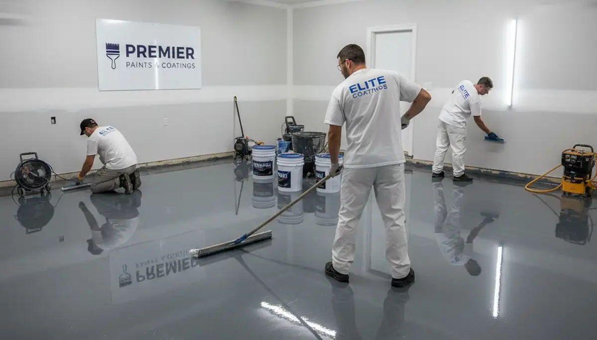 Professional epoxy garage floor coating in Evansville, IN by local house painting experts