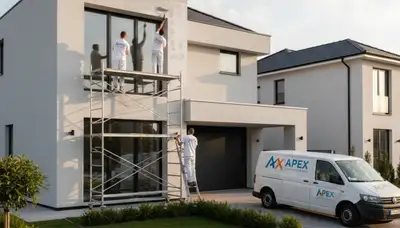 Professional exterior house painters working on a Evansville IN home with weather-resistant coatings