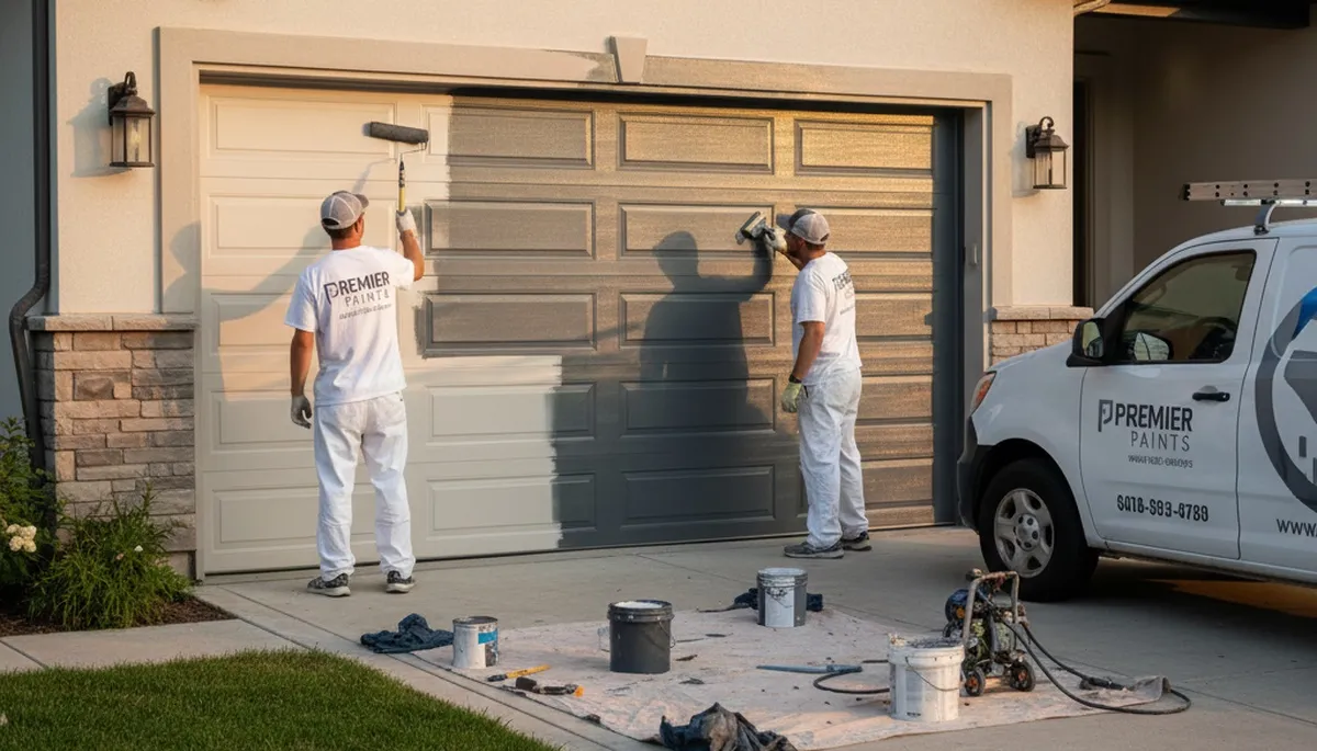 Professional garage door painting in Evansville, IN by expert residential painters
