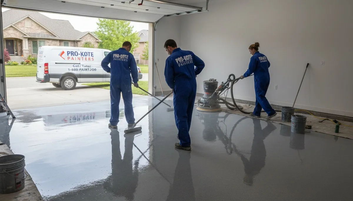 Epoxy garage floor coating in Evansville, IN providing durable, glossy concrete protection