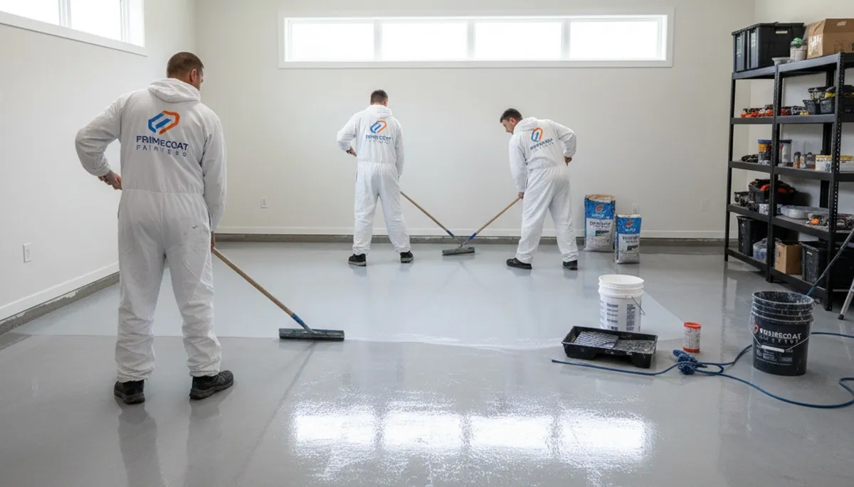 Epoxy garage floor coating in Evansville, IN for durable, glossy concrete protection by local painters