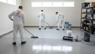 Epoxy garage floor coating in Evansville, IN for durable, glossy concrete protection by local painters