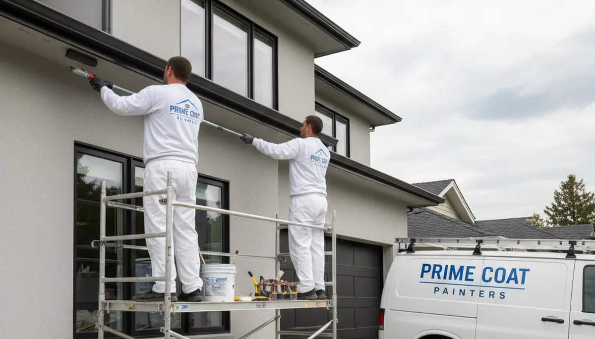 Professional gutter painting on residential home in Evansville, IN by expert house painters