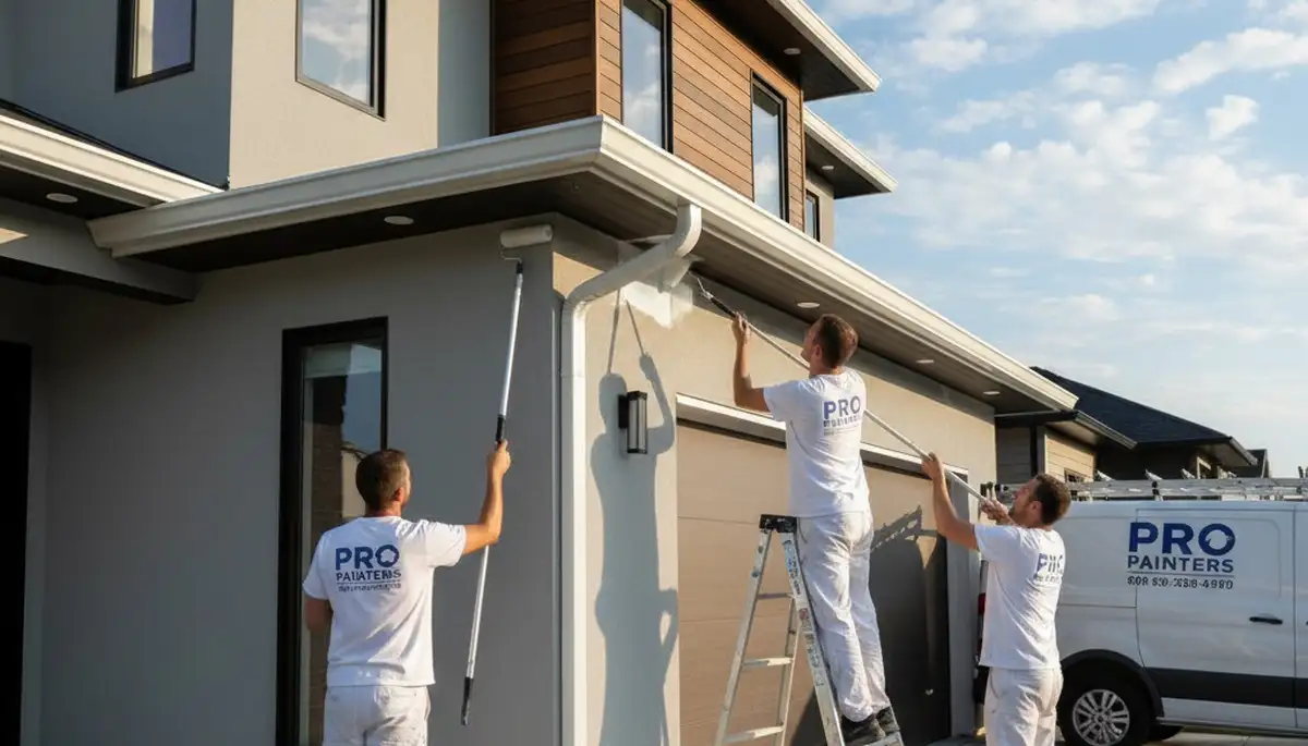 Professional gutter painting on residential home in Evansville, IN by local house painting experts