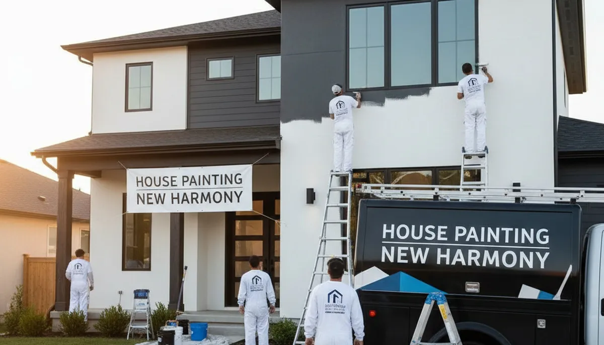 Professional house painters improving home exterior in Evansville, IN