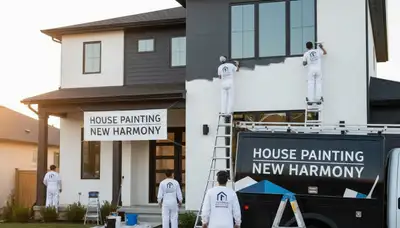 Professional house painters improving home exterior in Evansville, IN