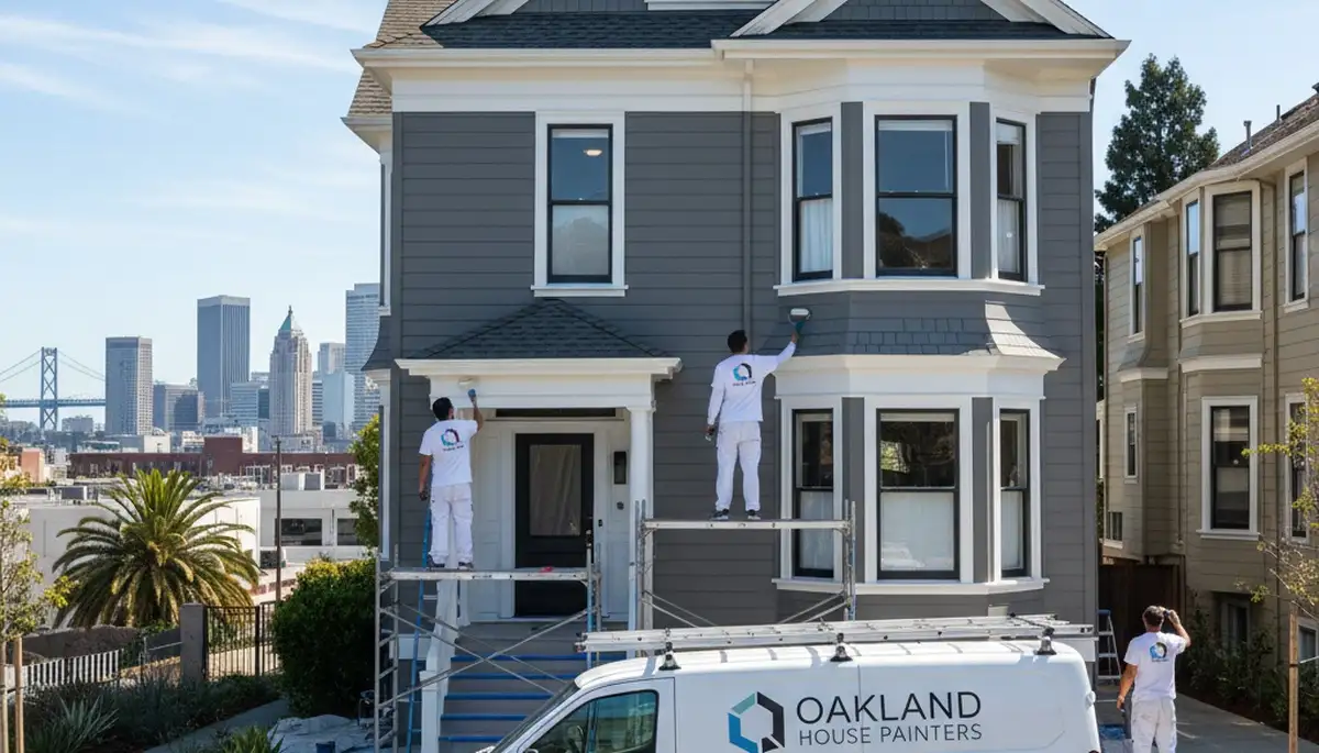 Professional house painters working on residential exterior in Evansville, IN