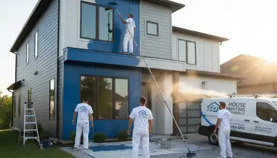 Professional house painters transforming home exterior in Evansville, IN