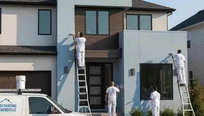Professional house painters working on residential exterior in Evansville IN