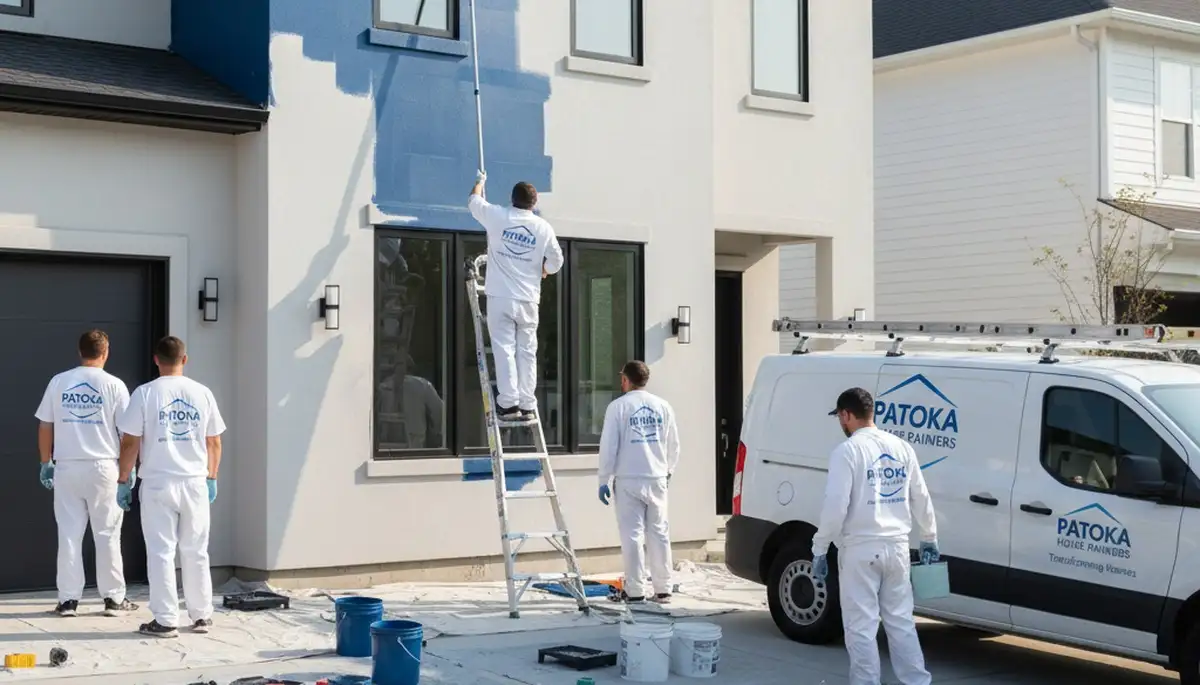 Professional house painters in Evansville IN applying exterior home paint with expert precision