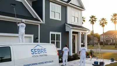 Professional house painters finishing exterior home painting in Evansville, IN