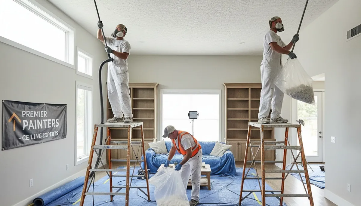 Professional popcorn ceiling removal in Evansville, IN home by expert painting contractors