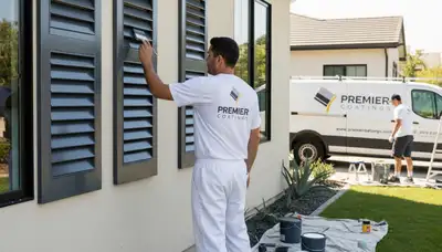 Professional shutter painting and refinishing on Evansville, IN home exterior by local experts
