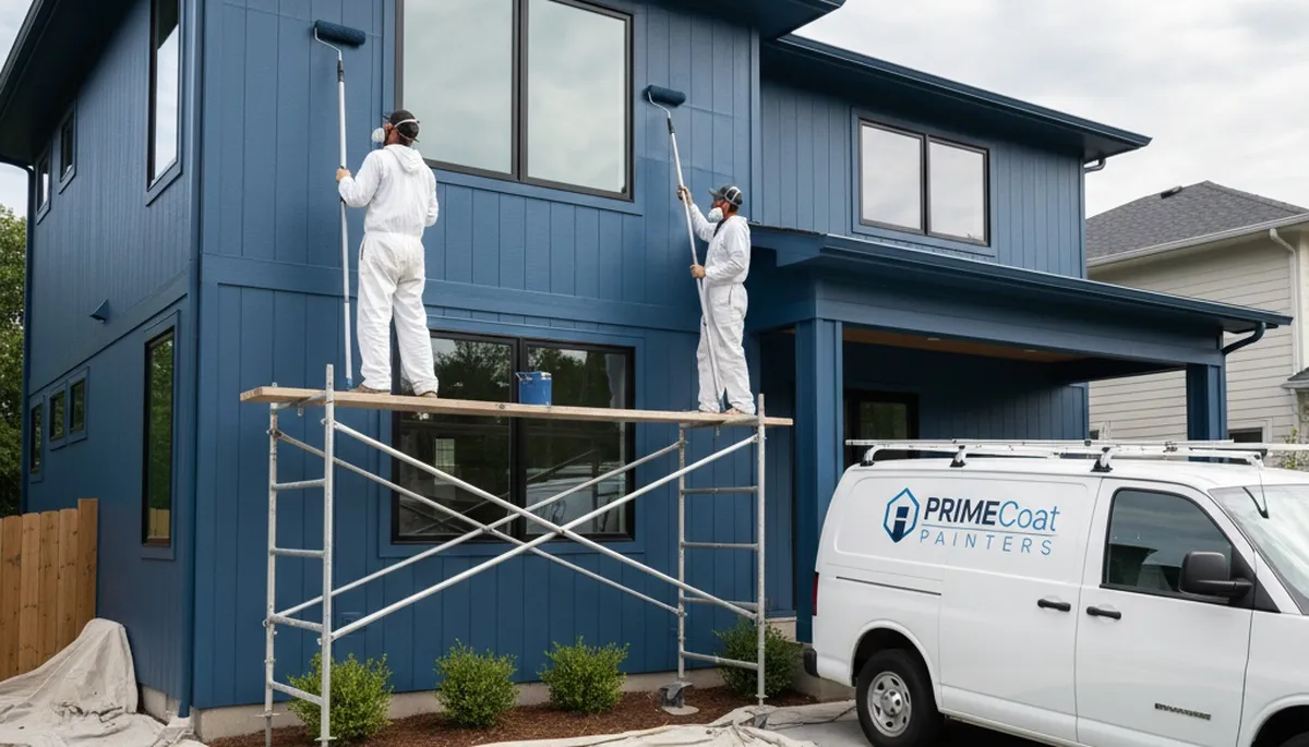 Professional siding painting on Evansville IN home by expert house painters for durable exterior finish