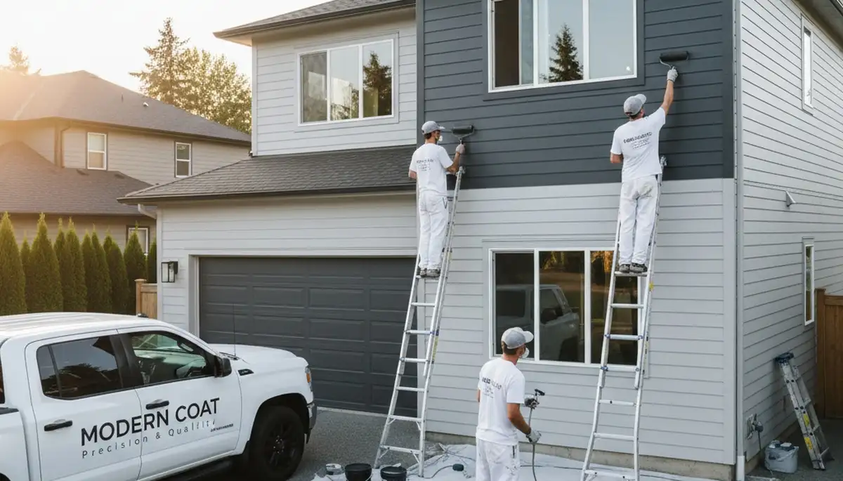 Professional siding painting on Evansville, IN home by expert house painters using weather-resistant coatings