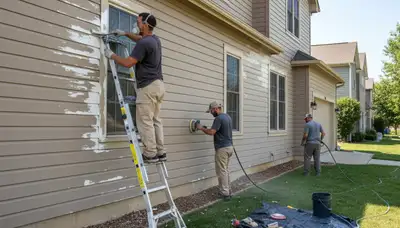 Professional surface preparation for exterior house painting in Evansville, IN ensuring lasting paint results